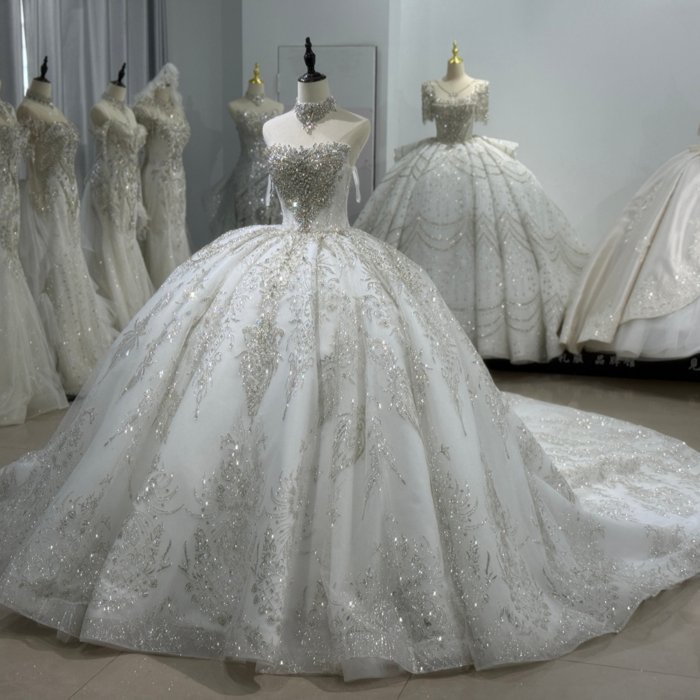 2025 Strapless Luxury Wedding Dress Elegant Bridal Gown Flowers Vestidos De Novias Sequined Beading Lace Evening Party Dress - Image 4