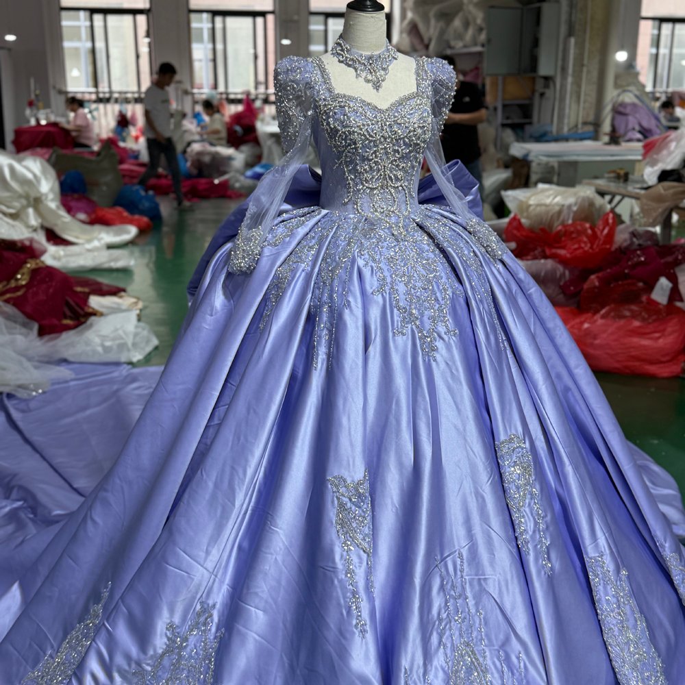 2025 Purple Quinceanera Dress Sweet 15 Quinceañera Satin Flowers Vestidos De 15 Años Sequined Beading Lace Evening Party Dress - Image 4