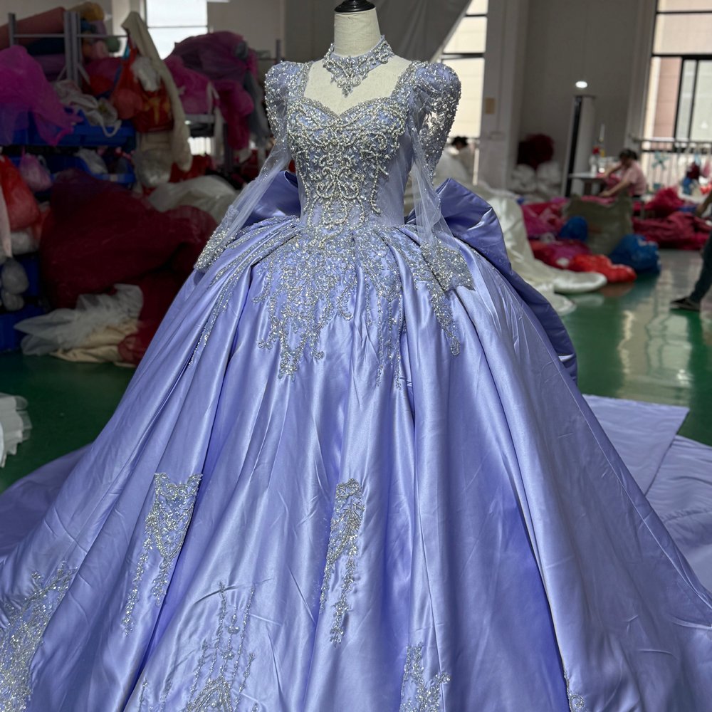 2025 Purple Quinceanera Dress Sweet 15 Quinceañera Satin Flowers Vestidos De 15 Años Sequined Beading Lace Evening Party Dress - Image 3