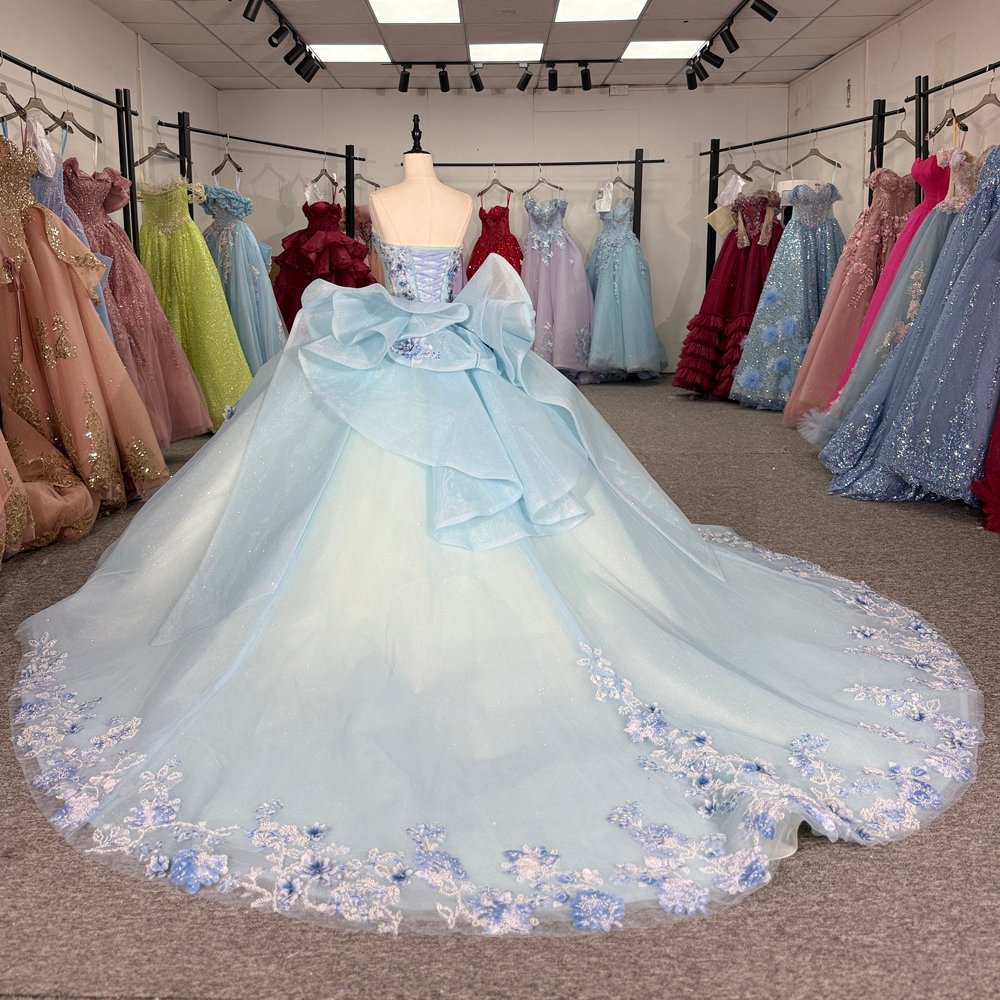 Glamorous Light Blue Sweetheart Quinceanera Dresses Lace Up Corset Ball Gown With Appliques 15th Birthday Princess Dress - Image 6