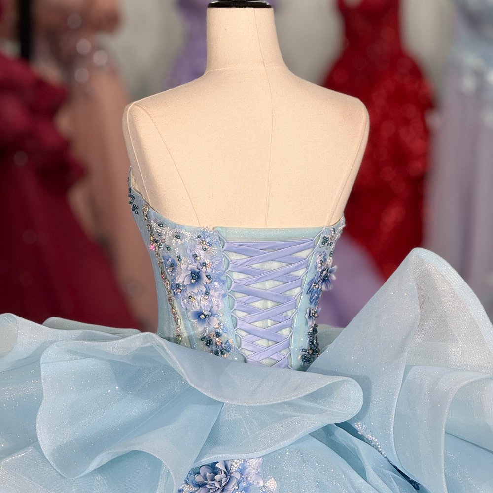 Glamorous Light Blue Sweetheart Quinceanera Dresses Lace Up Corset Ball Gown With Appliques 15th Birthday Princess Dress - Image 4