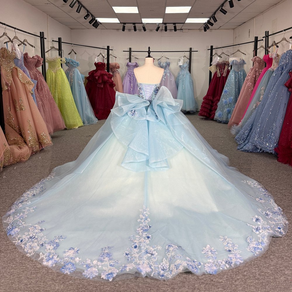 Glamorous Light Blue Sweetheart Quinceanera Dresses Lace Up Corset Ball Gown With Appliques 15th Birthday Princess Dress - Image 2