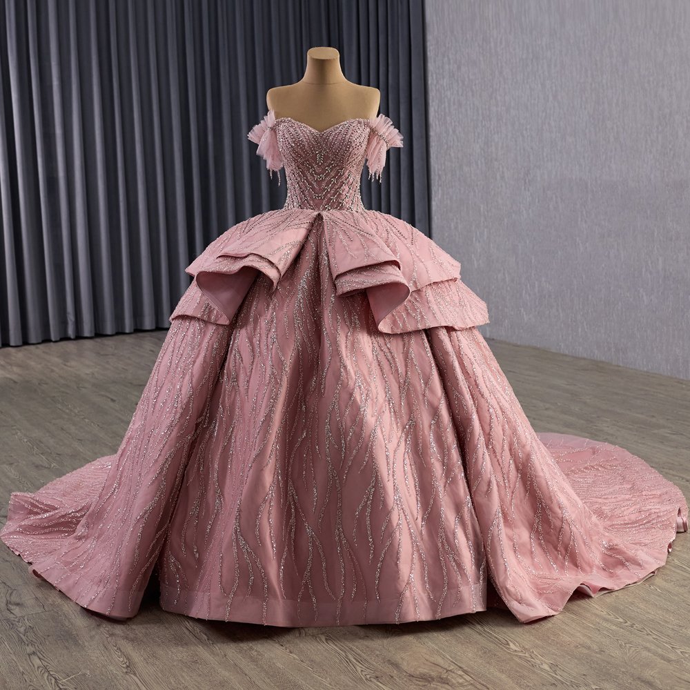 Exquisite Pink Off Shoulder Ruffles Tiered Quinceanera Dress Ball Gown Vestidos De Quinceanera