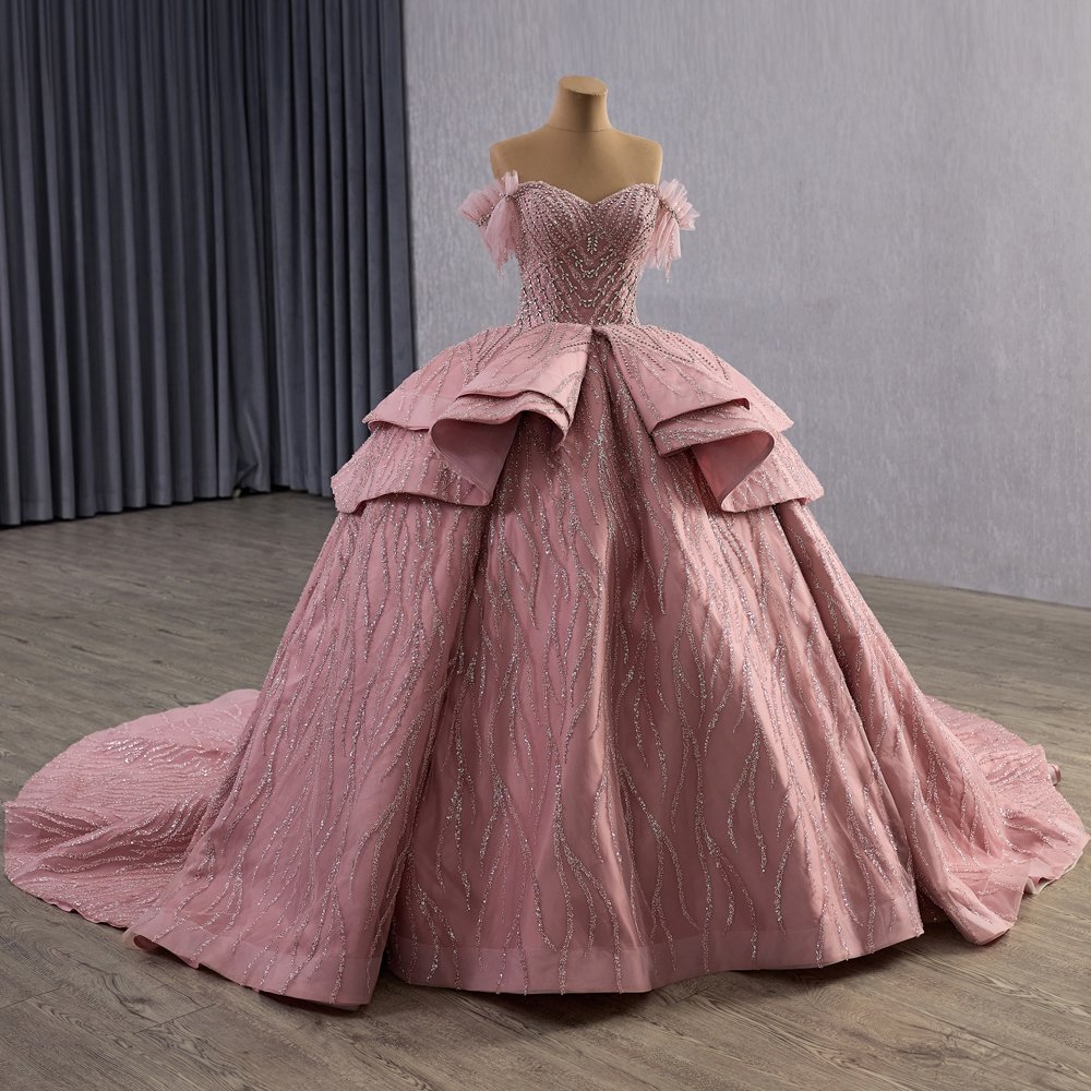 Exquisite Pink Off Shoulder Ruffles Tiered Quinceanera Dress Ball Gown Vestidos De Quinceanera - Image 6