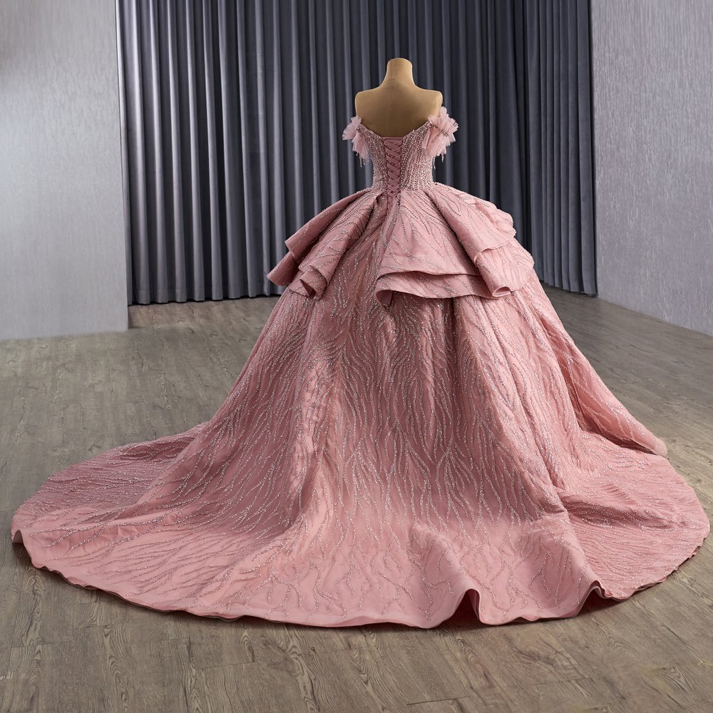 Exquisite Pink Off Shoulder Ruffles Tiered Quinceanera Dress Ball Gown Vestidos De Quinceanera - Image 7
