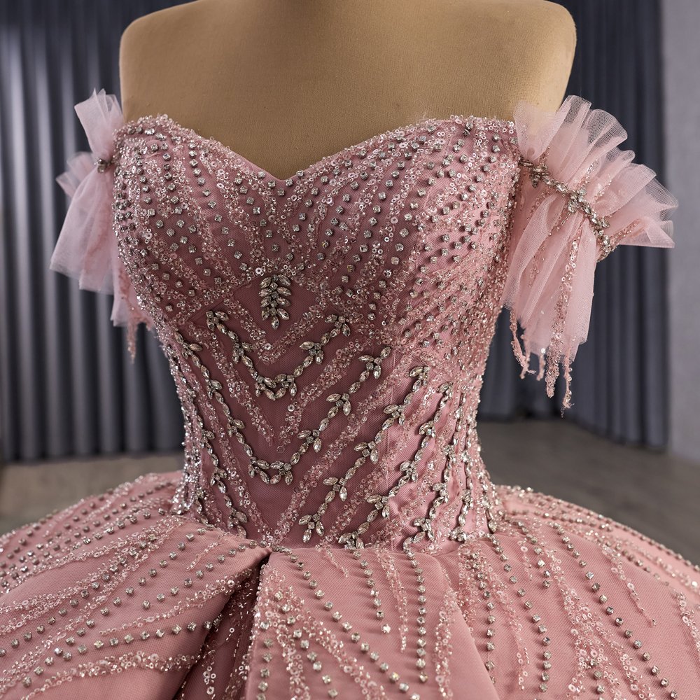 Exquisite Pink Off Shoulder Ruffles Tiered Quinceanera Dress Ball Gown Vestidos De Quinceanera - Image 3