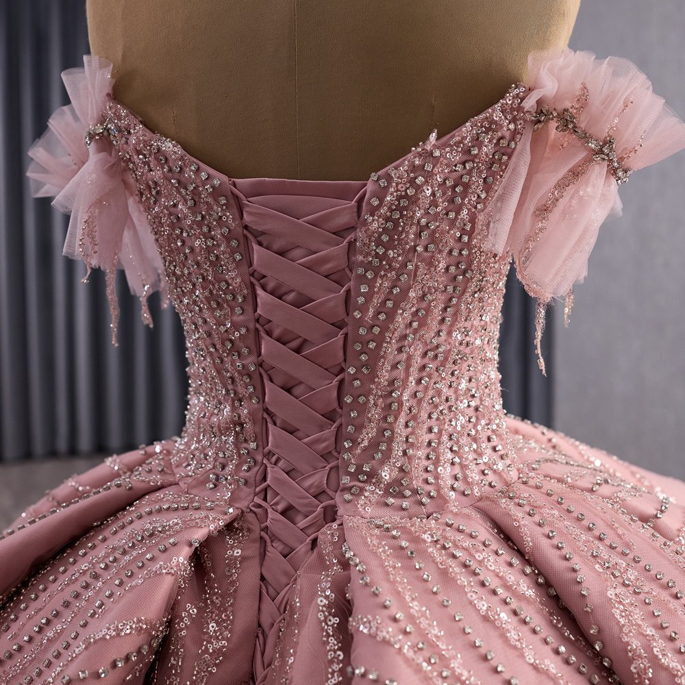 Exquisite Pink Off Shoulder Ruffles Tiered Quinceanera Dress Ball Gown Vestidos De Quinceanera - Image 4