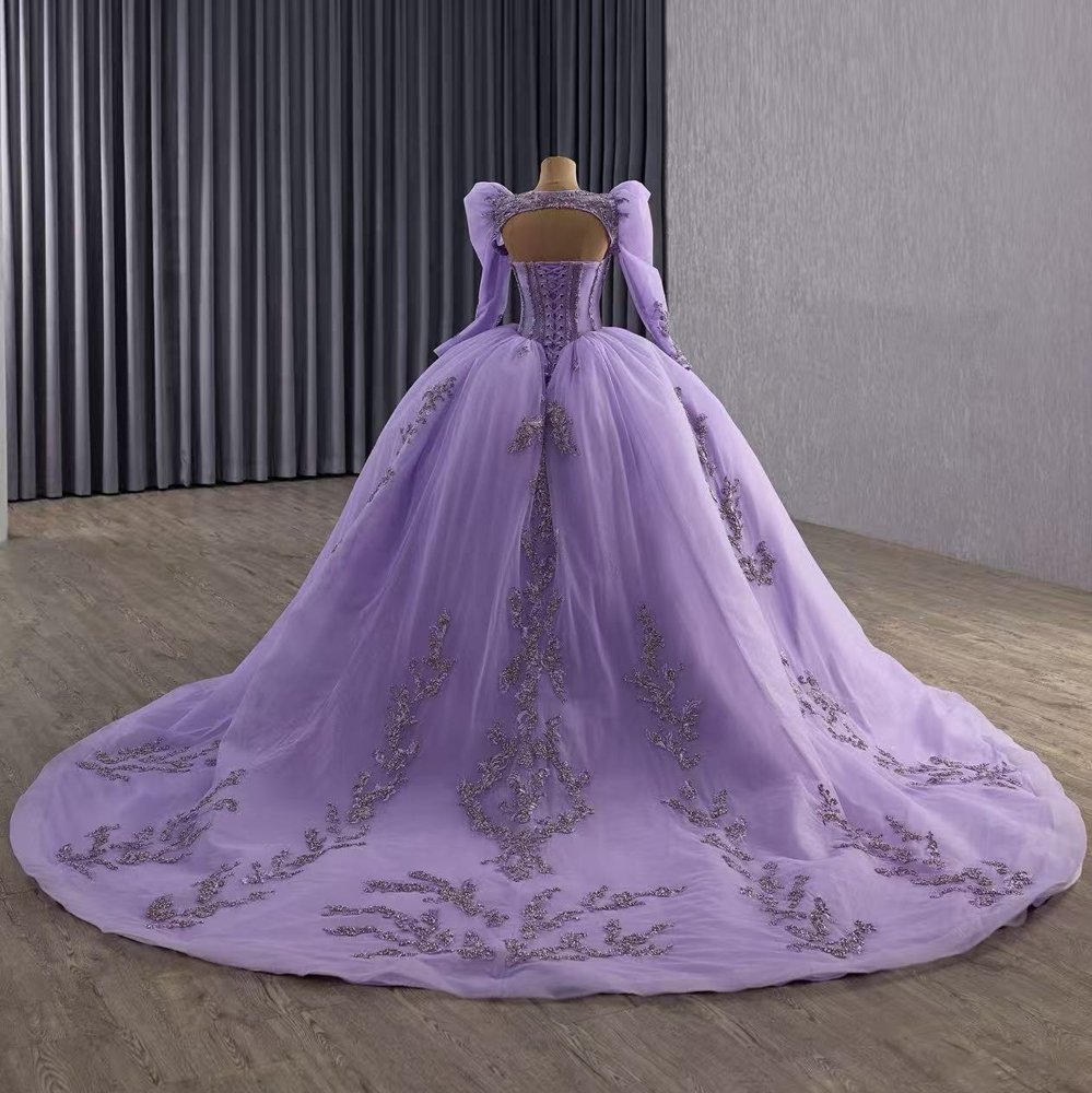 Shimmering Lilac Purple Quinceanera Dresses With Jackets Long Sleeve Ball Gown Sweet 16 Dress 15th Birthday Princess Dress - Image 3