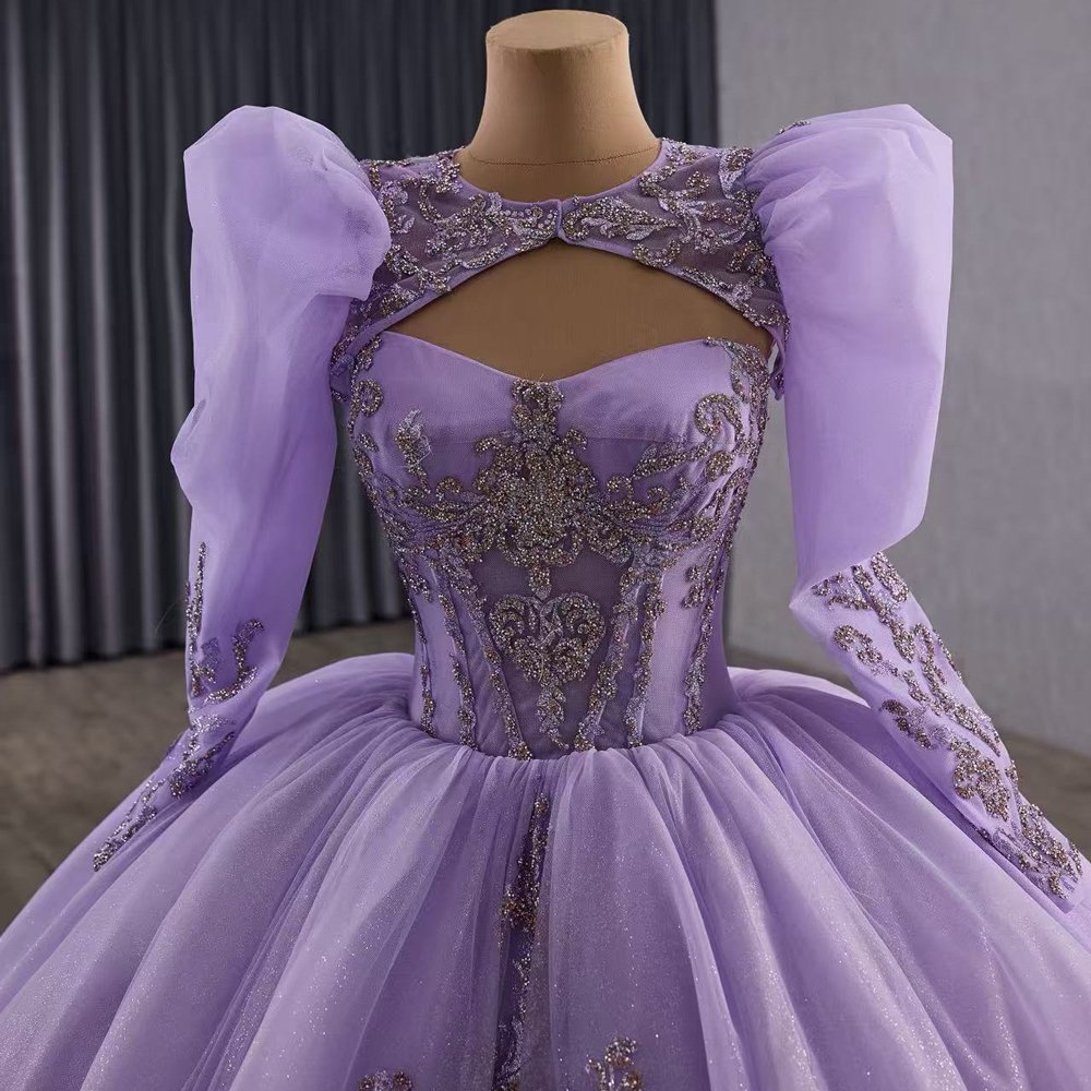 Shimmering Lilac Purple Quinceanera Dresses With Jackets Long Sleeve Ball Gown Sweet 16 Dress 15th Birthday Princess Dress - Image 4