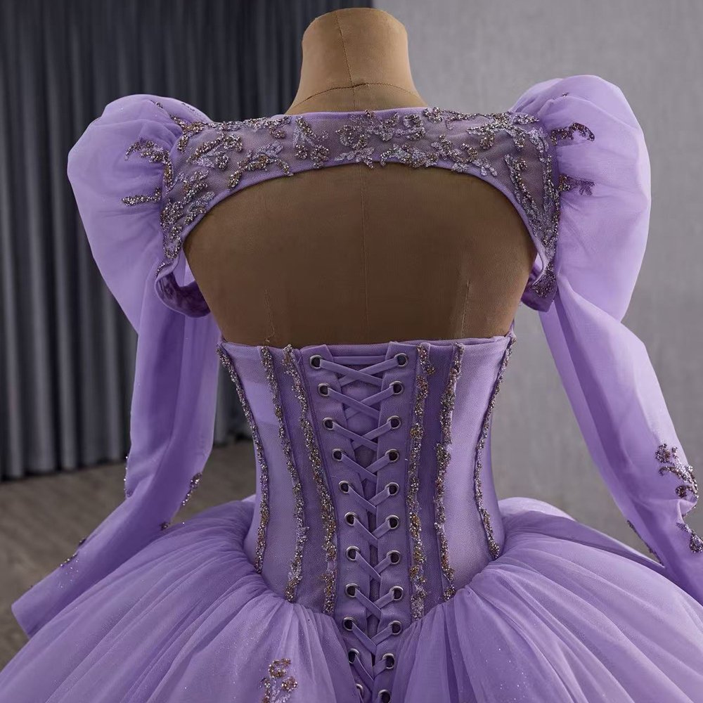 Shimmering Lilac Purple Quinceanera Dresses With Jackets Long Sleeve Ball Gown Sweet 16 Dress 15th Birthday Princess Dress - Image 5