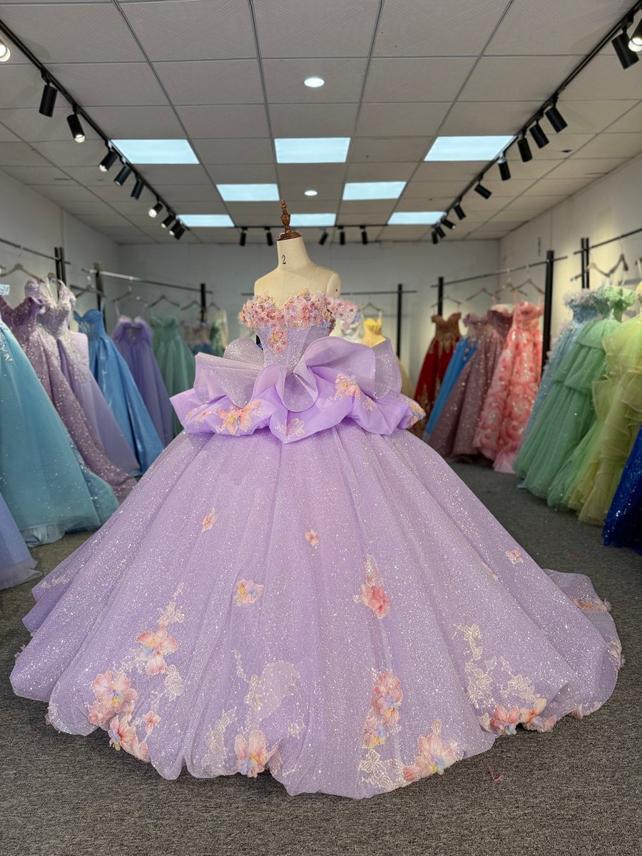 Elegant Lavender Purple Sweetheart Quinceanera Dresses Off Shoulder Ball Gown Lace Up Corset Gown 15th Birthday Dress - Image 5