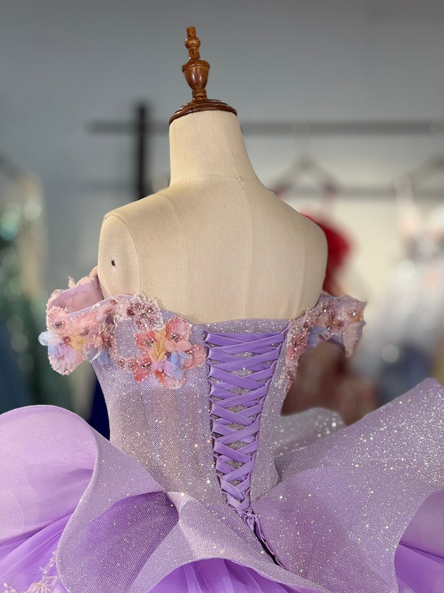 Elegant Lavender Purple Sweetheart Quinceanera Dresses Off Shoulder Ball Gown Lace Up Corset Gown 15th Birthday Dress - Image 4