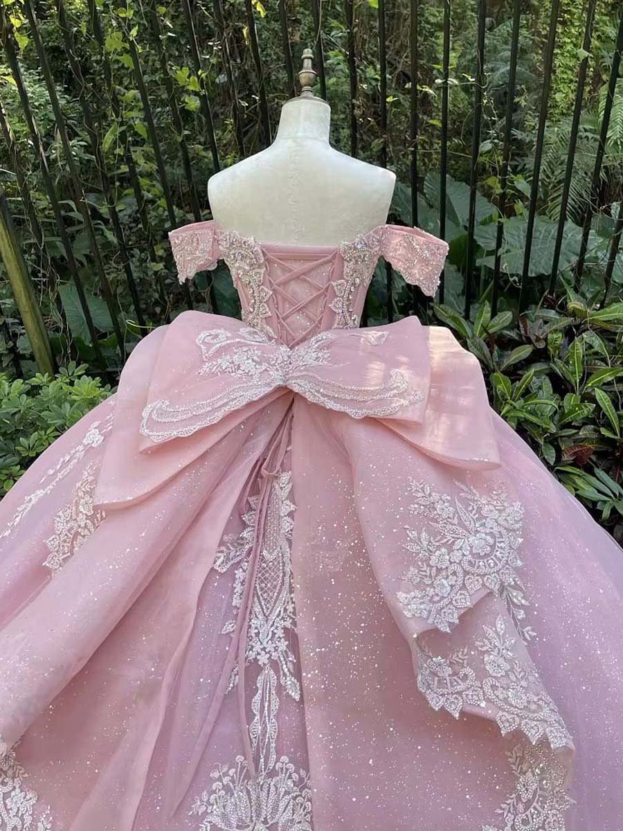 Fairytale Pink Quinceanera Dress Ruffled Sequins Layered Gown Floor Length Prom - Image 4