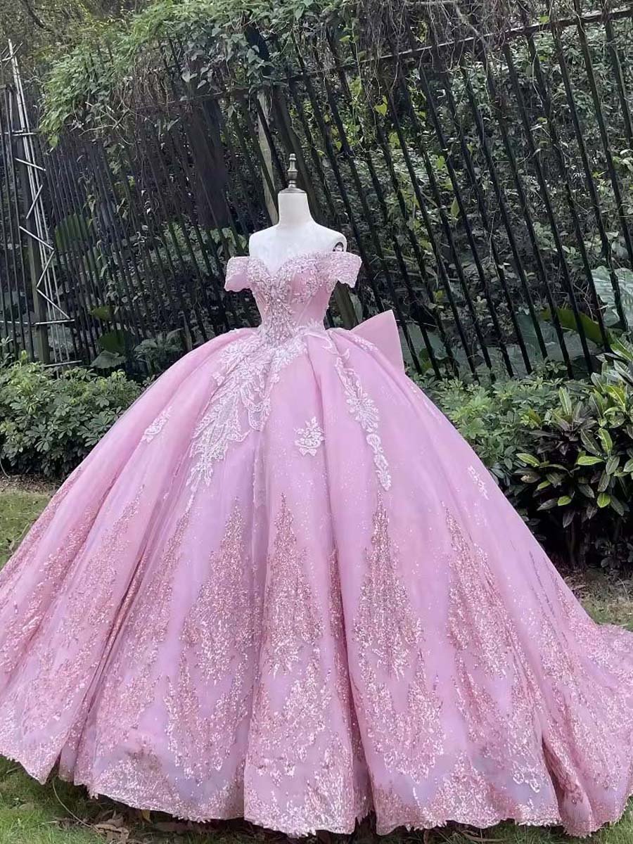 Fairytale Pink Quinceanera Dress Ruffled Sequins Layered Gown Floor Length Prom - Image 6
