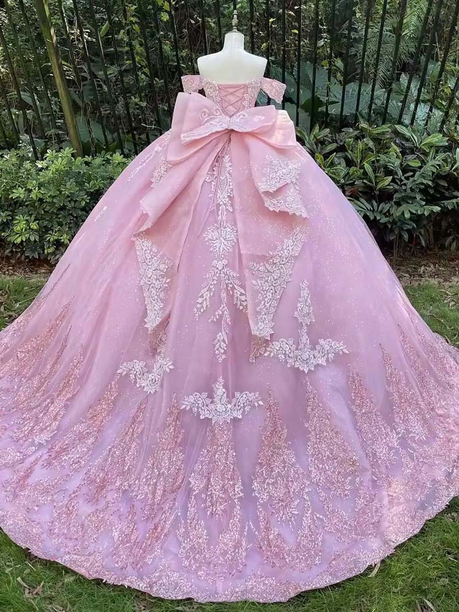 Fairytale Pink Quinceanera Dress Ruffled Sequins Layered Gown Floor Length Prom - Image 2