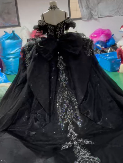 Black Quinceanera Dress Sweet 15 Quinceañera Flowers Vestidos De 15 Años Sequined Beading Lace Evening Party Dress XXZ40 (Customer Link - $300 Deposit) - Image 4