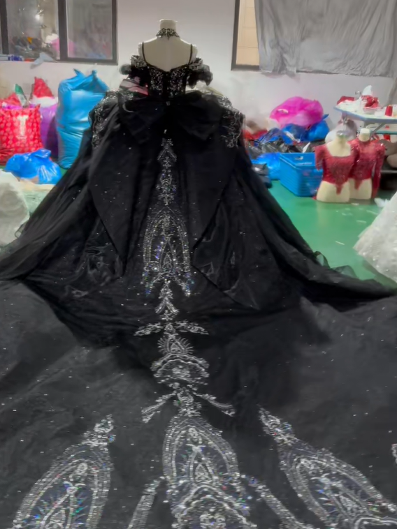 Black Quinceanera Dress Sweet 15 Quinceañera Flowers Vestidos De 15 Años Sequined Beading Lace Evening Party Dress XXZ40 (Customer Link - $300 Deposit) - Image 2