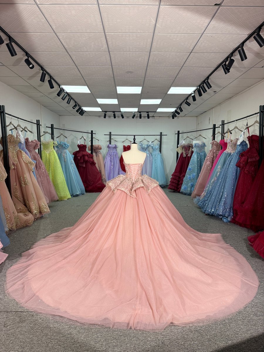 Fabulous Pink Beaded Sweetheart Ball Gown Quinceanera Dress Lace Up With Train Sparkly Tulle - Image 2