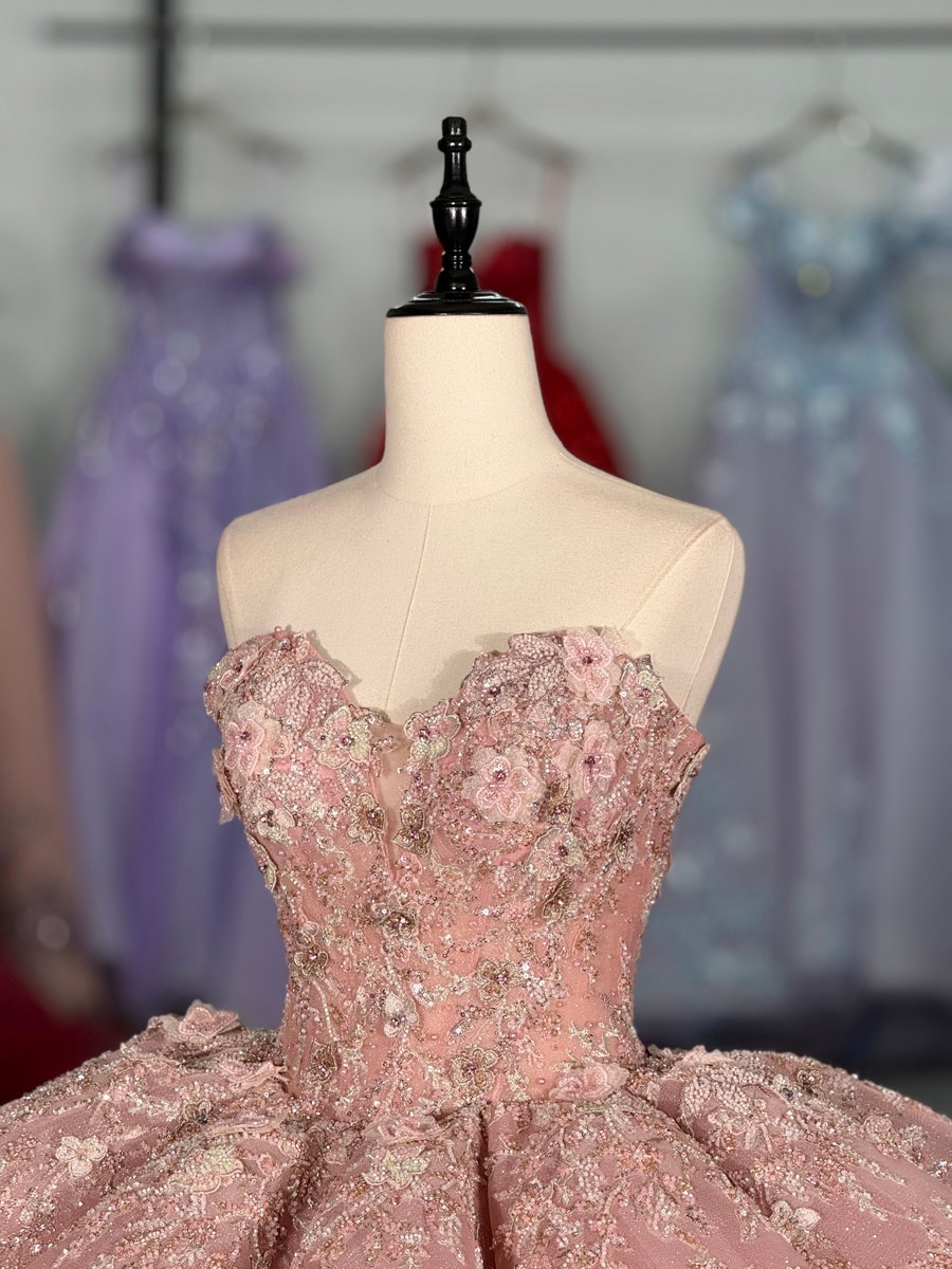 Fabulous Pink Beaded Sweetheart Ball Gown Quinceanera Dress Lace Up With Train Sparkly Tulle - Image 3