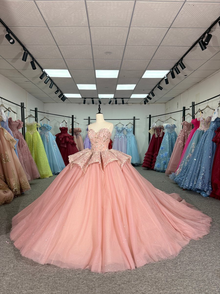 Fabulous Pink Beaded Sweetheart Ball Gown Quinceanera Dress Lace Up With Train Sparkly Tulle - Image 5