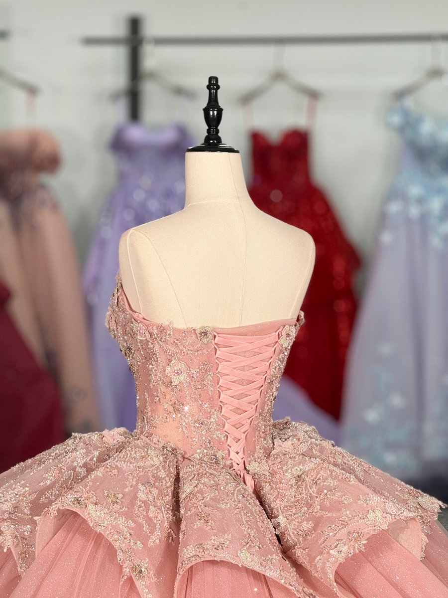 Fabulous Pink Beaded Sweetheart Ball Gown Quinceanera Dress Lace Up With Train Sparkly Tulle - Image 4