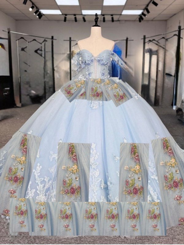 Quinceanera Dress Sweet 15 Quinceañera Flowers Vestidos De 15 Años Sequined (Customer Link For 2 Dresses) - Image 2