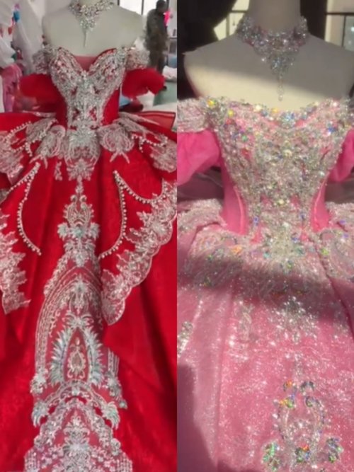 Quinceanera Dress Ball Gown Beaded Design (Customer Link - For 2 Dresses - 50% Deposit)