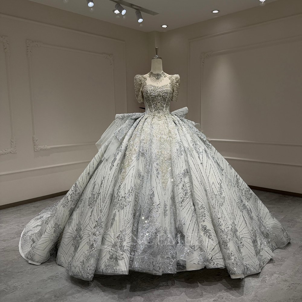 Wedding Dress Elegant Bridal Gown Flowers Vestidos De Novias Sequined Beading Lace Evening Party Dress (Customer Link)