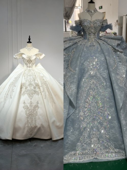 Wedding Dress Elegant Bridal Gown Flowers Vestidos De Novias Sequined Beading Lace Evening Party Dress (Customer Link for 2 Dresses)