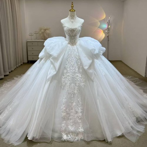 Wedding Dress Elegant Bridal Gown Flowers Vestidos De Novias Sequined Beading Lace Evening Party Dress (Customer Link)