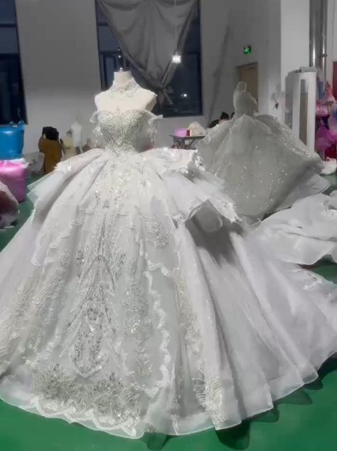 Wedding Dress Elegant Bridal Gown Flowers Vestidos De Novias Sequined Beading Lace Evening Party Dress (Customer Link)