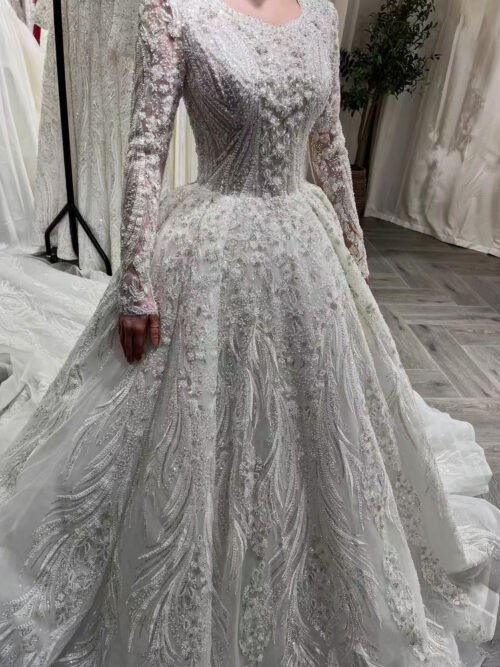 Wedding Dress Elegant Bridal Gown Flowers Vestidos De Novias Sequined Beading Lace Evening Party Dress (Customer Link)