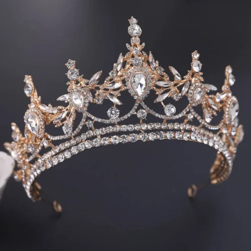 Elegant Gold Crown Crystal Rhinestone Wedding Jewelry Bridal Crown Luxury Tiara Hair Accessories
