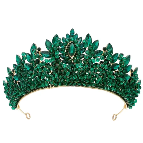 Forest Green Crown Crystal Rhinestone Prom Jewelry Bridal Crown Crystal Tiara Hair Accessories