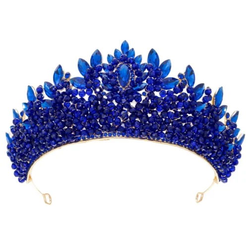 Deep Blue Crown Crystal Rhinestone Evening Jewelry Bridal Crown Rhinestone Tiara Hair Accessories