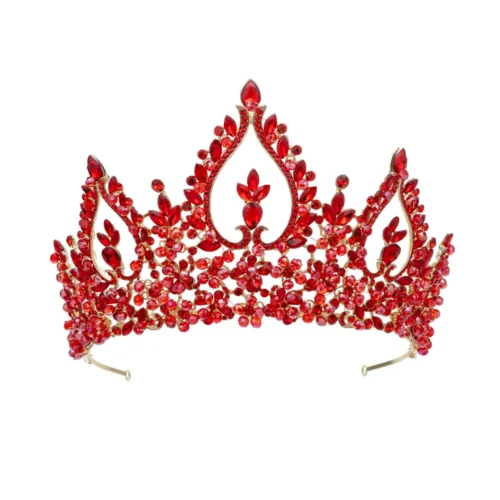 Ruby Red Crown Crystal Rhinestone Celebration Jewelry Bridal Crown Fashion Tiara Hair Accessories