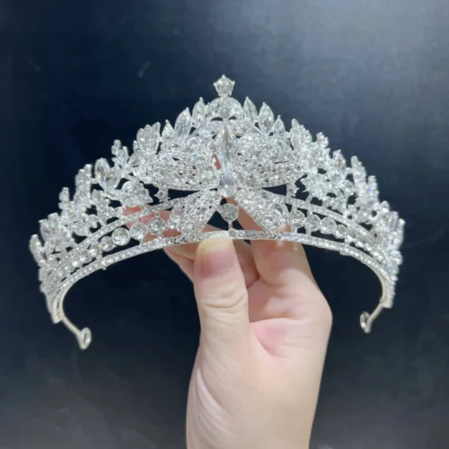 Delicated Silver Crown Rhinestone Bow Style Bridal Crown Jewelry Tiara Elegant Hair Accessories