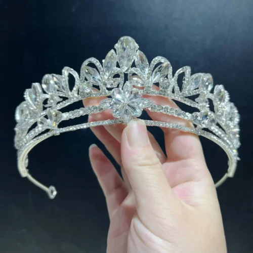 Graceful Silver Crown Swirl Rhinestone Dainty Bridal Crown Jewelry Tiara Fashion Hair Accessories