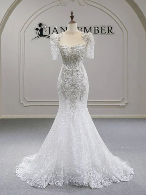 Opulent Ivory Wedding Dress Ball Gown V Neck Glitter Wedding Dress Long Sleeve Embroidery Modern Bridal Gown