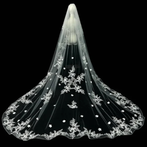 Unique Ivory Veil Ruffled Tulle Edge Wedding Veil Fashion Forward Bridal Accessories