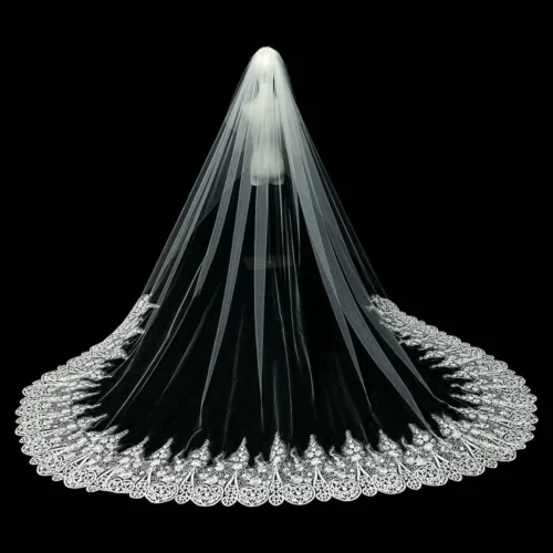 Vintage Ivory Veil Delicate Lace Border Wedding Veil Sheer Tulle Bridal Accessories