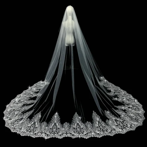 Classic Ivory Veil Intricate Lace Edge Wedding Veil Elegant Design Bridal Accessories