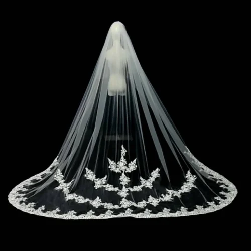 Graceful Ivory Veil Vine Leaf Embroidery Wedding Veil Nature Inspired Bridal Accessories