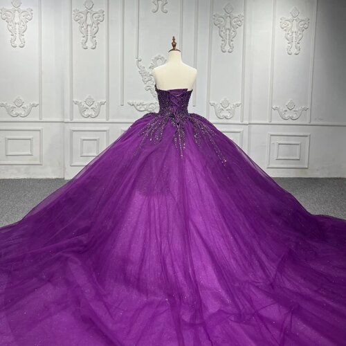Classic Purple Quinceanera Dresses For Girl Bride Organza Ball Gown Sweetheart Elegant Wedding Dress 9917 Vestido Novia
