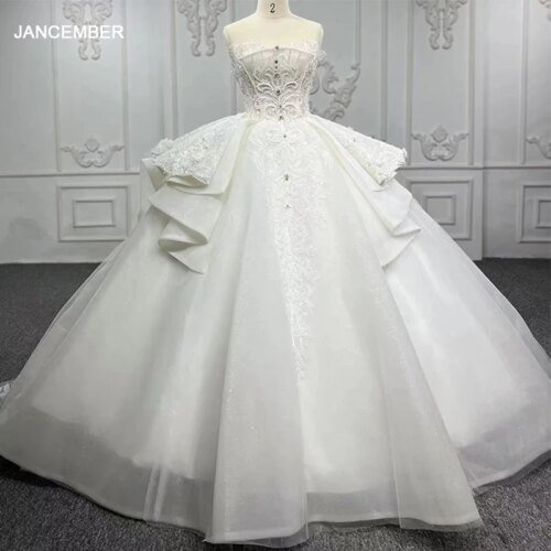 First-Rate Wedding Dresses For Women 2022 Bride Organza Ball Gown Strapless Wedding Gown For Bride Zipper