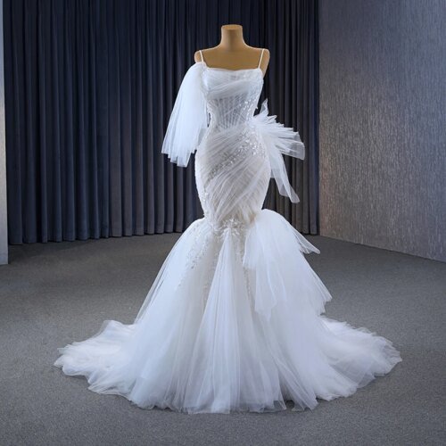 Gorgeous Princess Wedding Dress Organza Mermaid Spaghetti Straps Wedding Dresses 2023 RSM67542 Criss-Cross Vestido Noiva