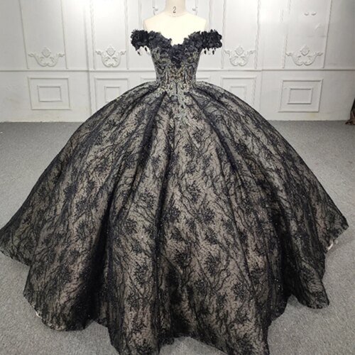 Quinceanera Dresses Ball Gown Flower Vestidos De 15 Años Black Sweetheart Beading Evening Party Dress 2022 DY9950 Bar Mitzvah