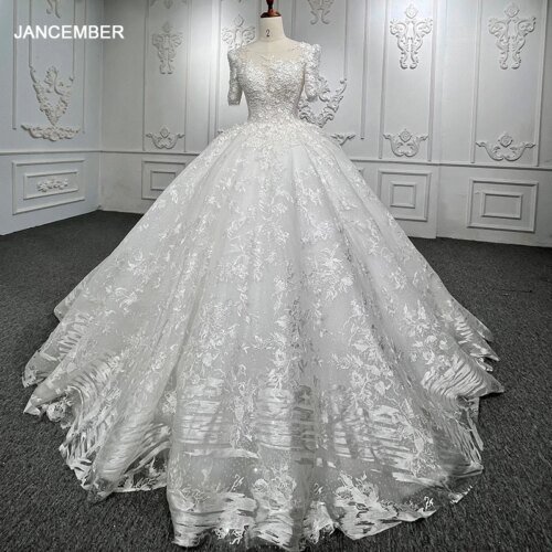 Classic Bridal Dresses 2022 Organza Ball Gown o-Neck Wedding Suits For Women Flowers DY9893 Vestito Da Sposa