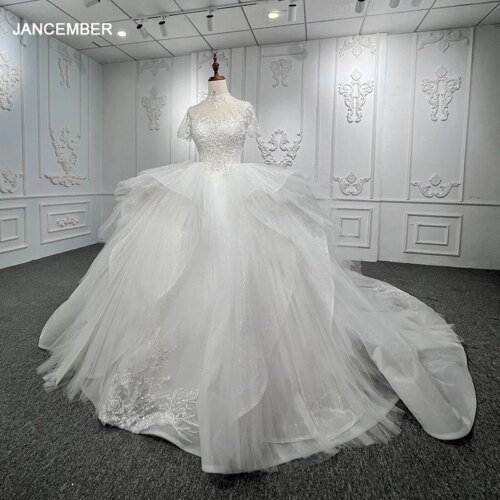 Simple Wedding Dresses For Women 2022 Bride Organza Ball Gown High Neck Wedding Suits For Women Appliques DY9923 Robe De Mariée