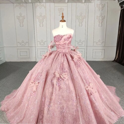 Quinceanera Dresses Ball Gown Flower Vestidos De 15 Años Pink beading Sequined DY9989 Lace Evening Party Dress 2022 Bar Mitzv